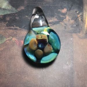 Hand Blown Glass Flower Pendant